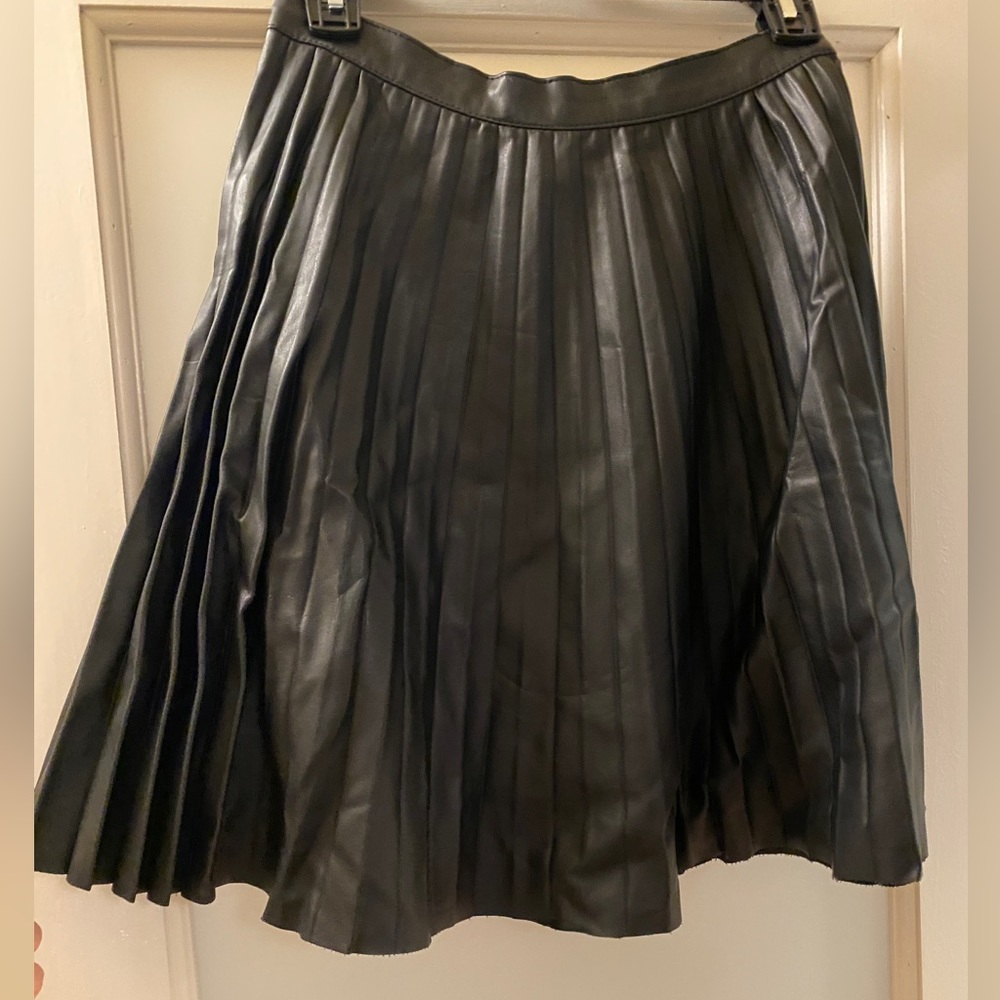 Zara Black Leather pleated skirt